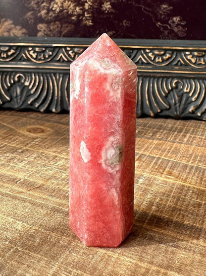 High quality Rhodochrosite Argentina, Saturated Raspberry, Gemmy, Crystal Tower, Flashy