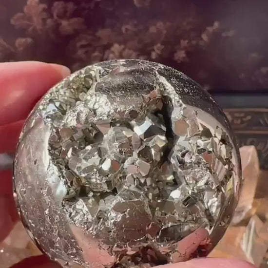 Pyrite Sphere, cubic pyrite, high quality fools gold, beautiful gold pyrite sphe