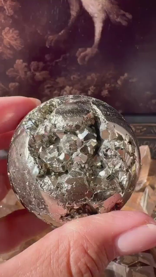 Pyrite Sphere, cubic pyrite, high quality fools gold, beautiful gold pyrite sphe