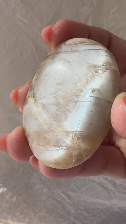 Peach Moonstone Palm Stone