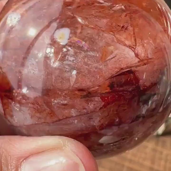 Fire quartz sphere, Hematoid quartz, golden healer, high quality, flashy, gemmy, transparent