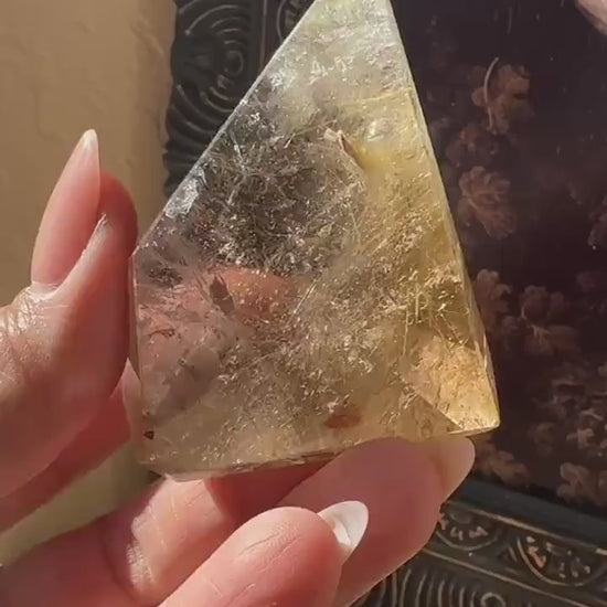 Rutilated smoky quartz Freeform, Golden Rutilated Quartz, rainbow quartz