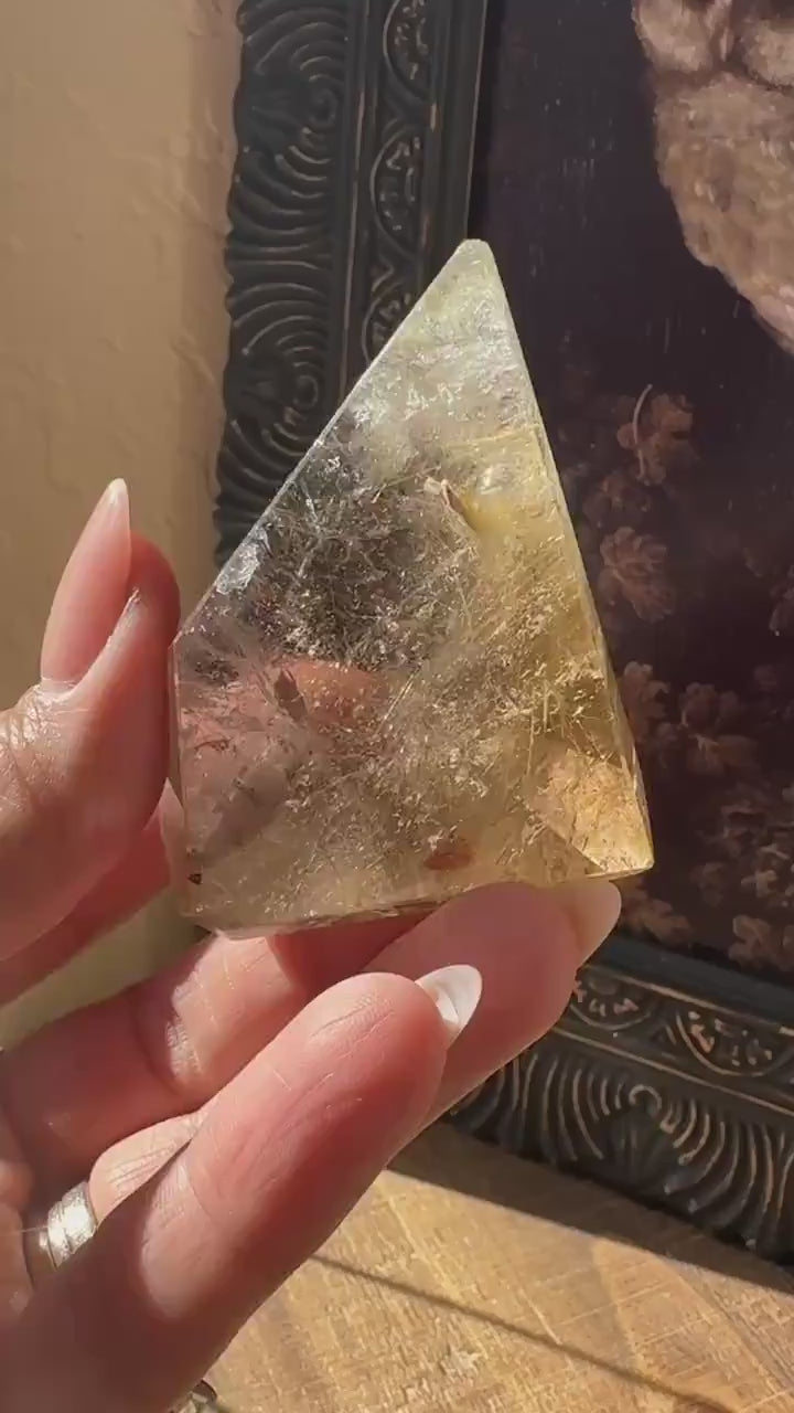 Rutilated smoky quartz Freeform, Golden Rutilated Quartz, rainbow quartz