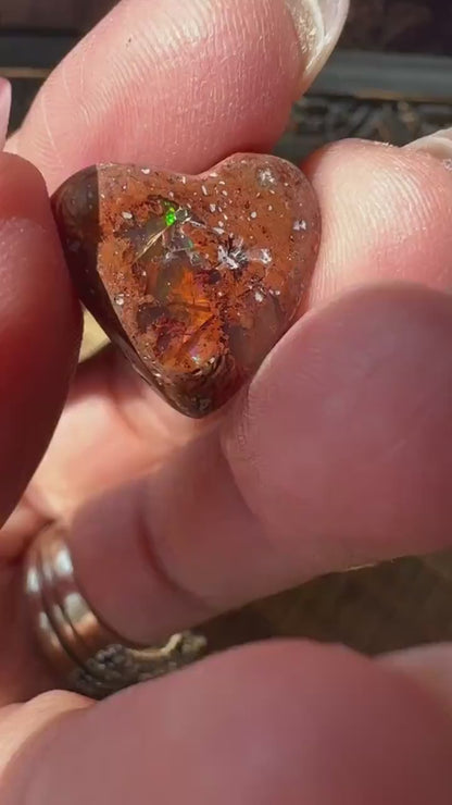 Cantara Opal Heart High Quality Cabochon Mexican Fire Opal Jelly Opal Water Opal, Opal in Matrix Opal in Rhyolite