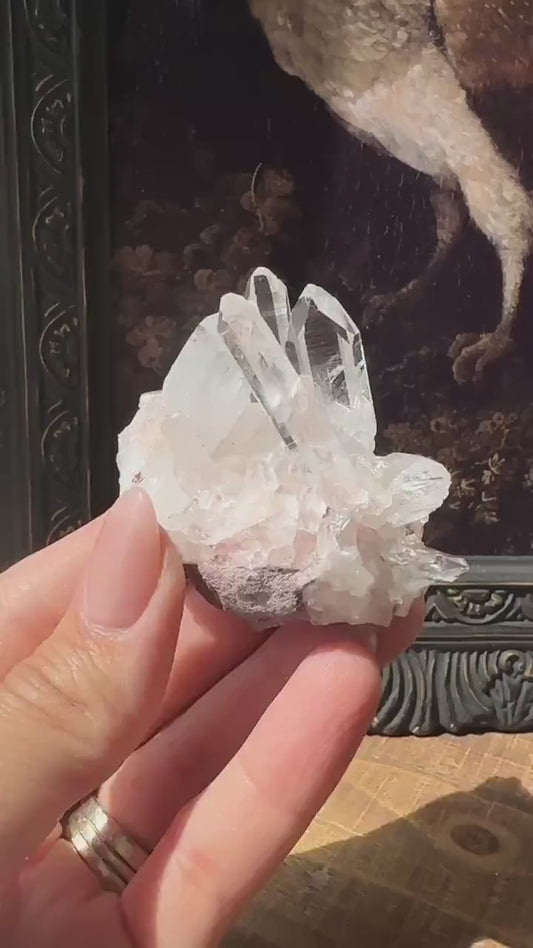 Lemurian quartz cluster, raw quartz, pink Lemurian, pink lithium quartz