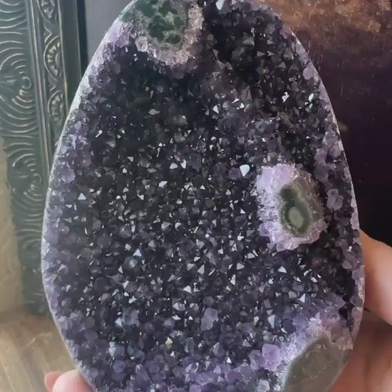 Uruguay Amethyst Cut Base with a Stalactite Deep Purple