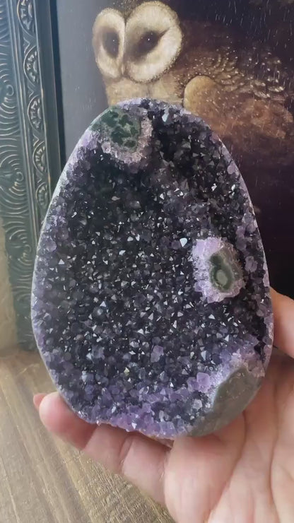 Uruguay Amethyst Cut Base with a Stalactite Deep Purple