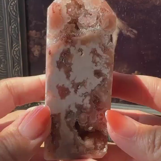 Pink Amethyst Flower, Pink Amethyst Tower with Druzy Crystal Cluater Cave