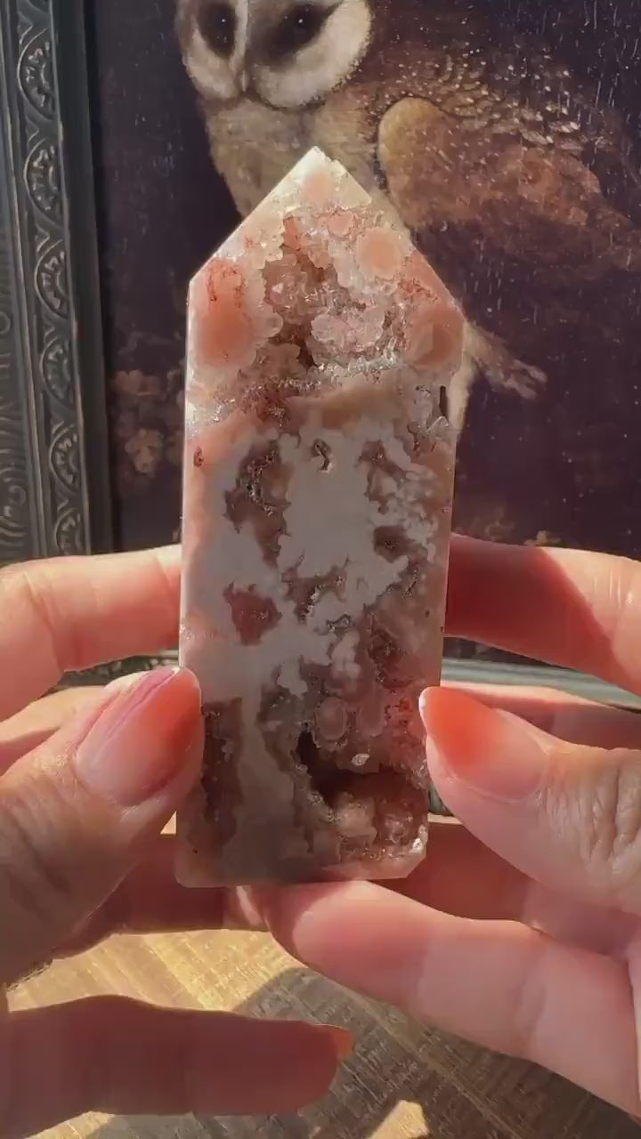 Pink Amethyst Flower, Pink Amethyst Tower with Druzy Crystal Cluater Cave